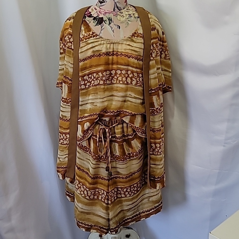 RARE JOSEPH RIBKOFF 3pc set Tank Shorts Jacket Pullover Sheer Coordinated Set